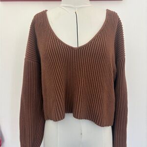 Lunya Chocolate V-Neck Sweater XS